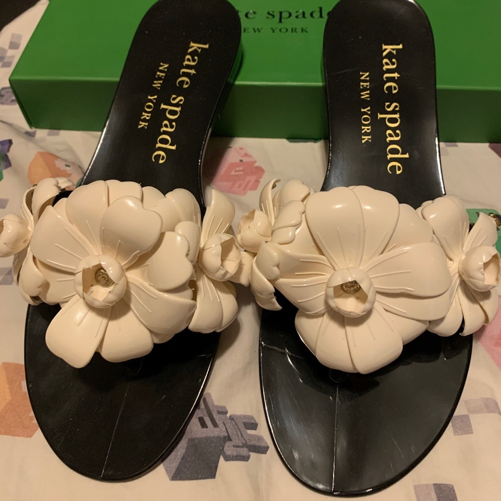 Kate Spade Jaylee Black French Cream Jelly Sandals - NwB US Size 8